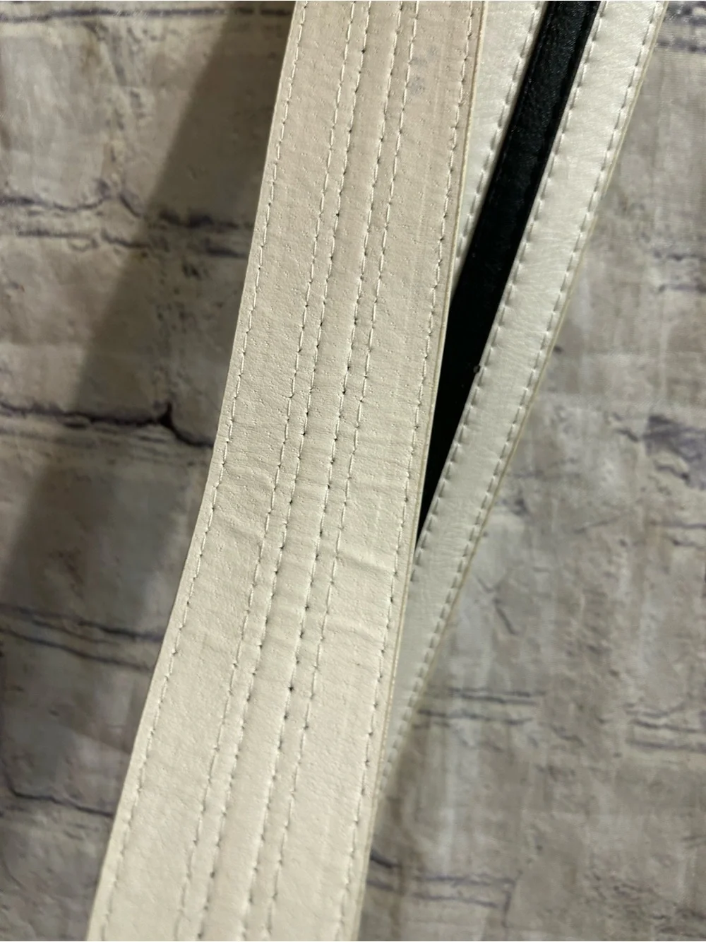 LOT OF (2) BLACK AND WHITE RETRO STRIPED VEGAN WOMEN’S BELTS LARGE